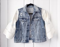 Image 2 of Repurposed Patchwork Gap Denim Jacket with Vintage Sleeves