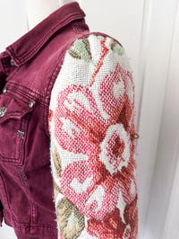 Image 5 of Repurposed Miss Me Denim Jacket with Bohemian Floral Tapestry