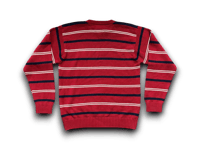 Image 2 of Tommy Hilfiger vintage 90s lion crest logo striped red crewneck sweater 