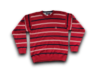 Image 1 of Tommy Hilfiger vintage 90s lion crest logo striped red crewneck sweater 