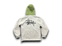 Image 1 of Stussy vintage 2000s made in USA white and green two tone hoodie NEW