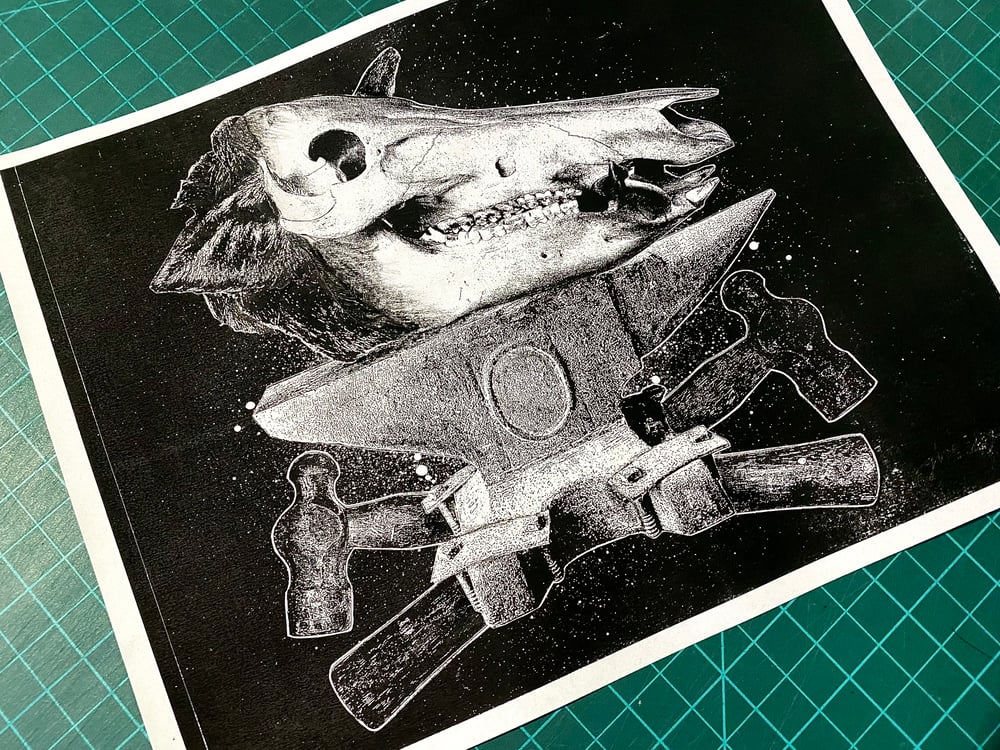 Image of 'hammer hog' original collage