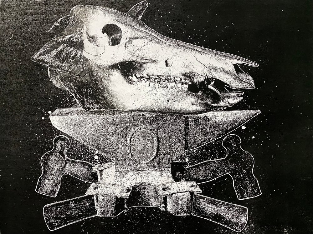 Image of 'hammer hog' original collage