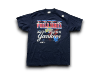 Image 1 of New York Yankees Majestic vintage 1996 World Series Champions navy blue T-shirt DEADSTOCK
