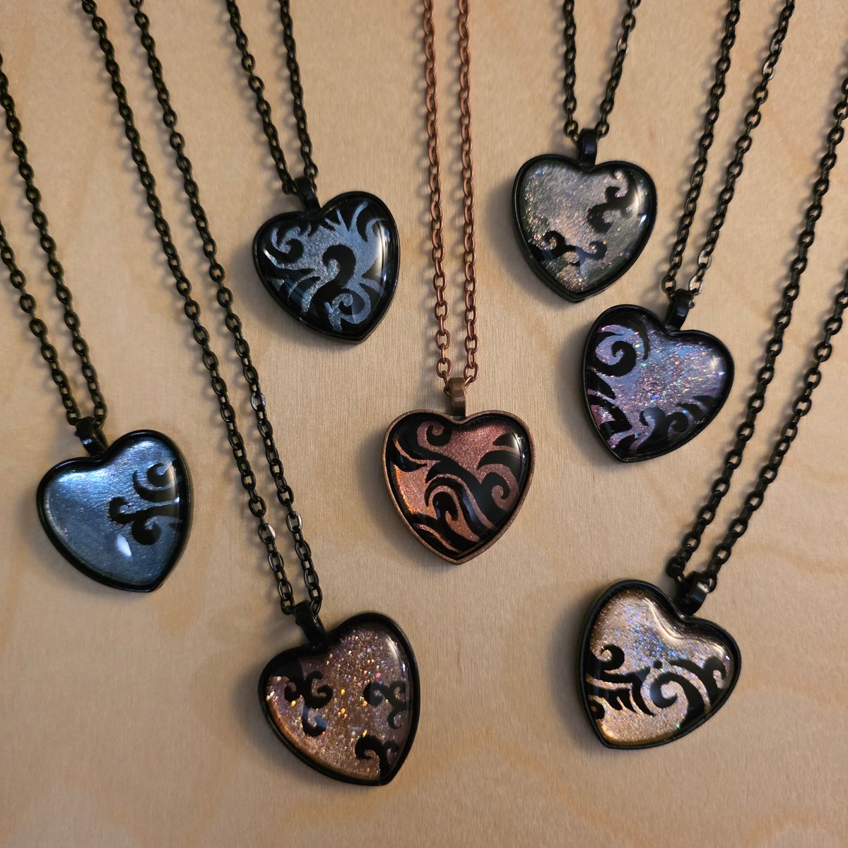 Painted Heart Necklaces