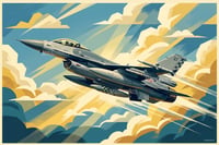Image 3 of F-16 Fighting Falcon Italian AF Stampa Fine Art in stile vintage 