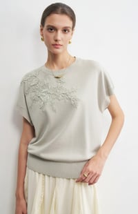 Image 1 of Short Sleeve Top with Lace 
