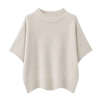 Image 2 of Knot Sweater with Short Sleeves and High Collar-Ivory