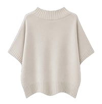 Image 3 of Knot Sweater with Short Sleeves and High Collar-Ivory