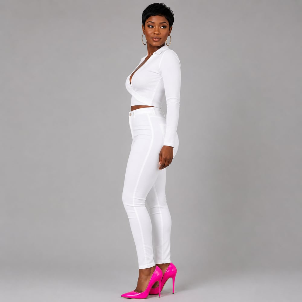 Image of White Stretch Skinny Jeans 