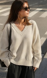 Image 1 of Oversized Knit V-neck Sweater 