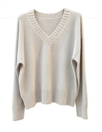 Image 2 of Oversized Knit V-neck Sweater 