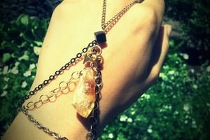 Image of Raw Citrine Crystal Slave Bracelet Black Diamond Bead // Arrowheads