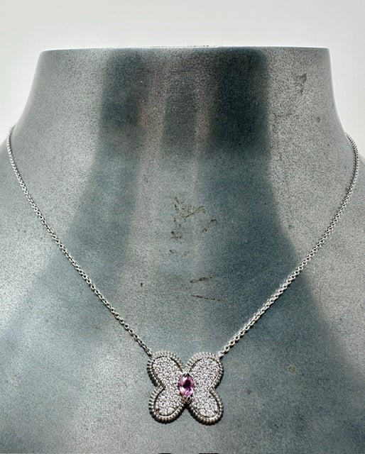 14 kt and Diamond Butterfly Necklaces - Image 2 of 3