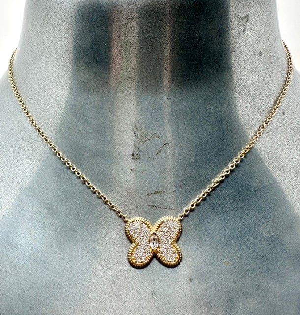 14 kt and Diamond Butterfly Necklaces - Image 3 of 3