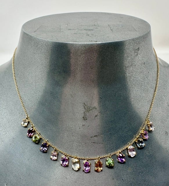 18 kt YG Necklaces with Multi Colored Sapphires or Tanzanite - Image 2 of 4