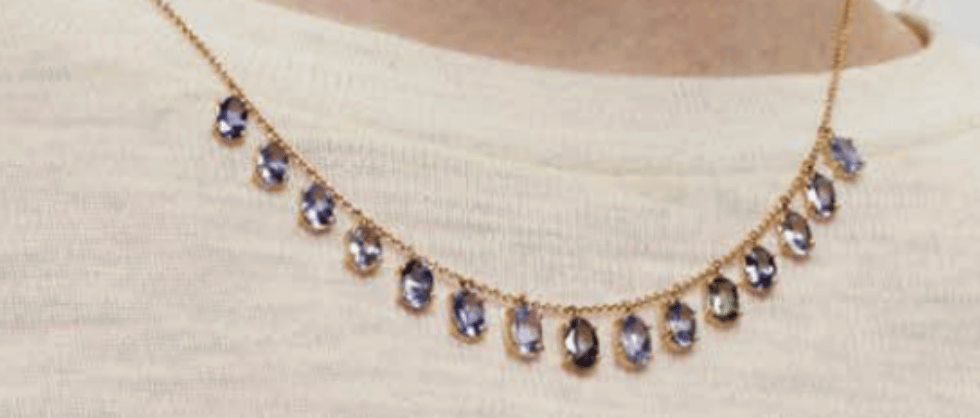 18 kt YG Necklaces with Multi Colored Sapphires or Tanzanite - Image 4 of 4