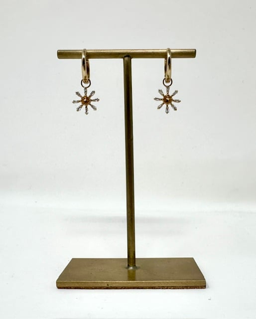 14 kt and Yellow Sapphire and Diamond  Earrings - Image 1 of 1