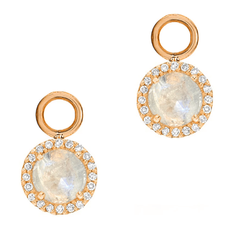  14 kt Rose Gold Moonstone and Diamond Earrings - Image 2 of 2