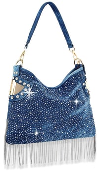 Image 1 of "Sparkling" Denim Fringe Purse
