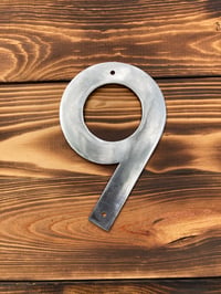Image 1 of Modern Number 9 House Number Sign - Stainless Steel - 6 Inches