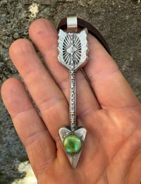 Image 2 of WL&A Handmade Large Old Style Sterling Sierra Bella Arrow Pendant 4" - Real Leather 26" (style 1)