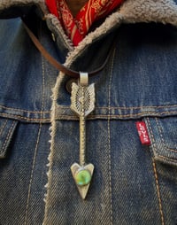 Image 1 of WL&A Handmade Large Old Style Sterling Sierra Bella Arrow Pendant 4" - Real Leather 26" (style 1)