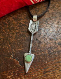 Image 3 of WL&A Handmade Large Old Style Sterling Sierra Bella Arrow Pendant 4" - Real Leather 26" (style 2)