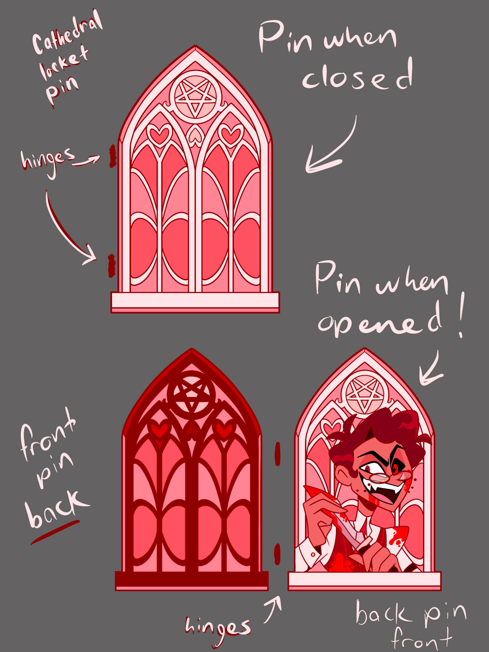 PRE-ORDER Hazbin Hotel Spring 2026 Cathedral Locket Pins