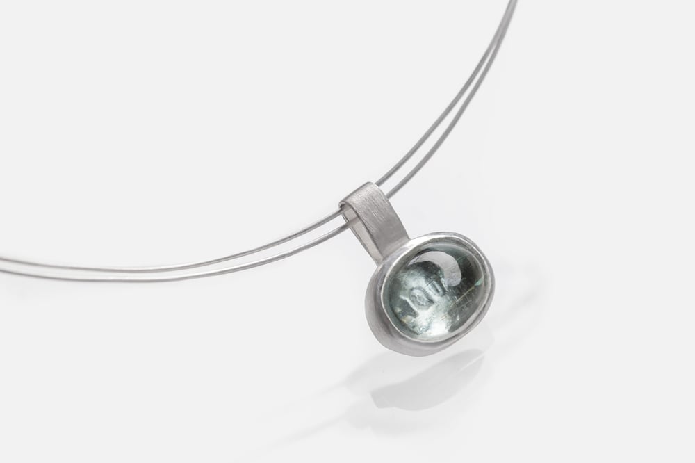 Image of "Water" silver pendant with aquamarine · AQUA ·