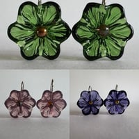 Image 2 of Flower Earrings - Sage Green, Purple, Amethyst