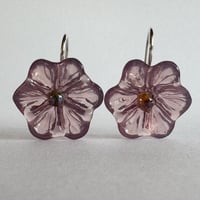 Image 3 of Flower Earrings - Sage Green, Purple, Amethyst