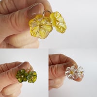 Image 2 of Flower Earrings - Khaki Green, Lemon yellow, Clear