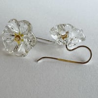 Image 4 of Flower Earrings - Khaki Green, Lemon yellow, Clear