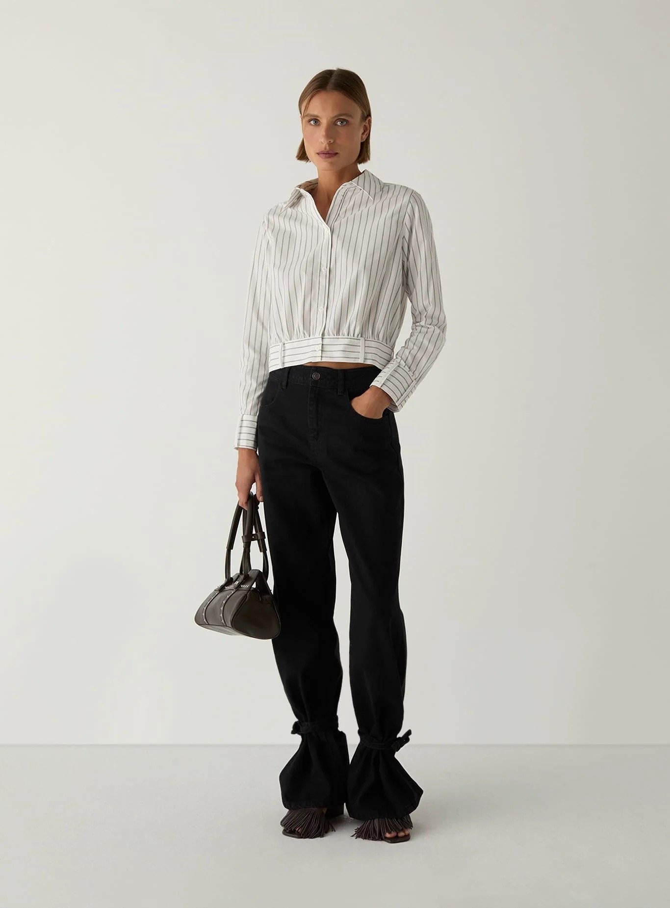 Image of LAAGAM RYKA WHITE STRIPED SHIRT