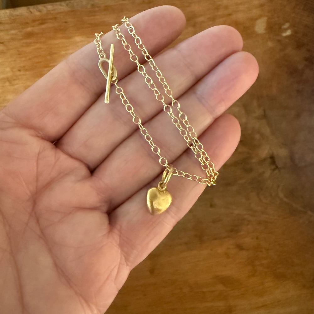 Image of 22K Solid Gold Heart on 18" Chain with Toggle