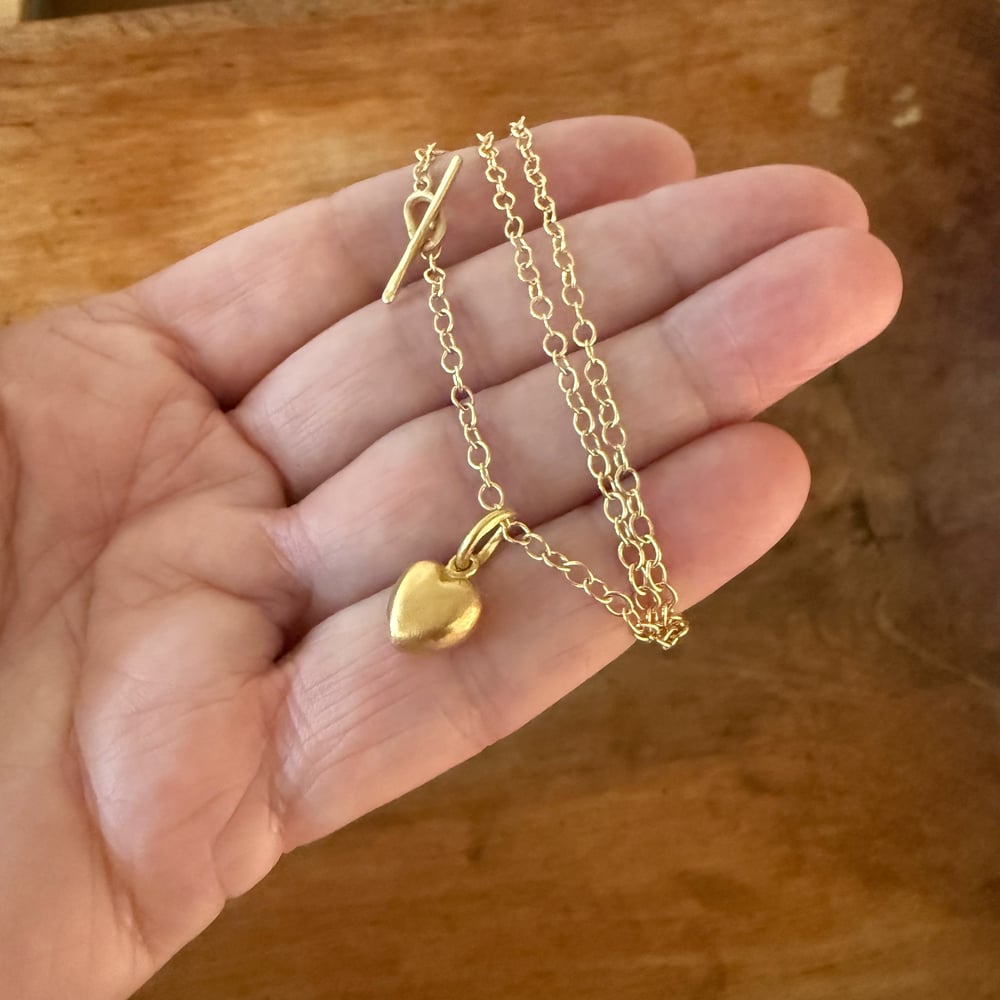 Image of 22K Solid Gold Heart on 18" Chain with Toggle