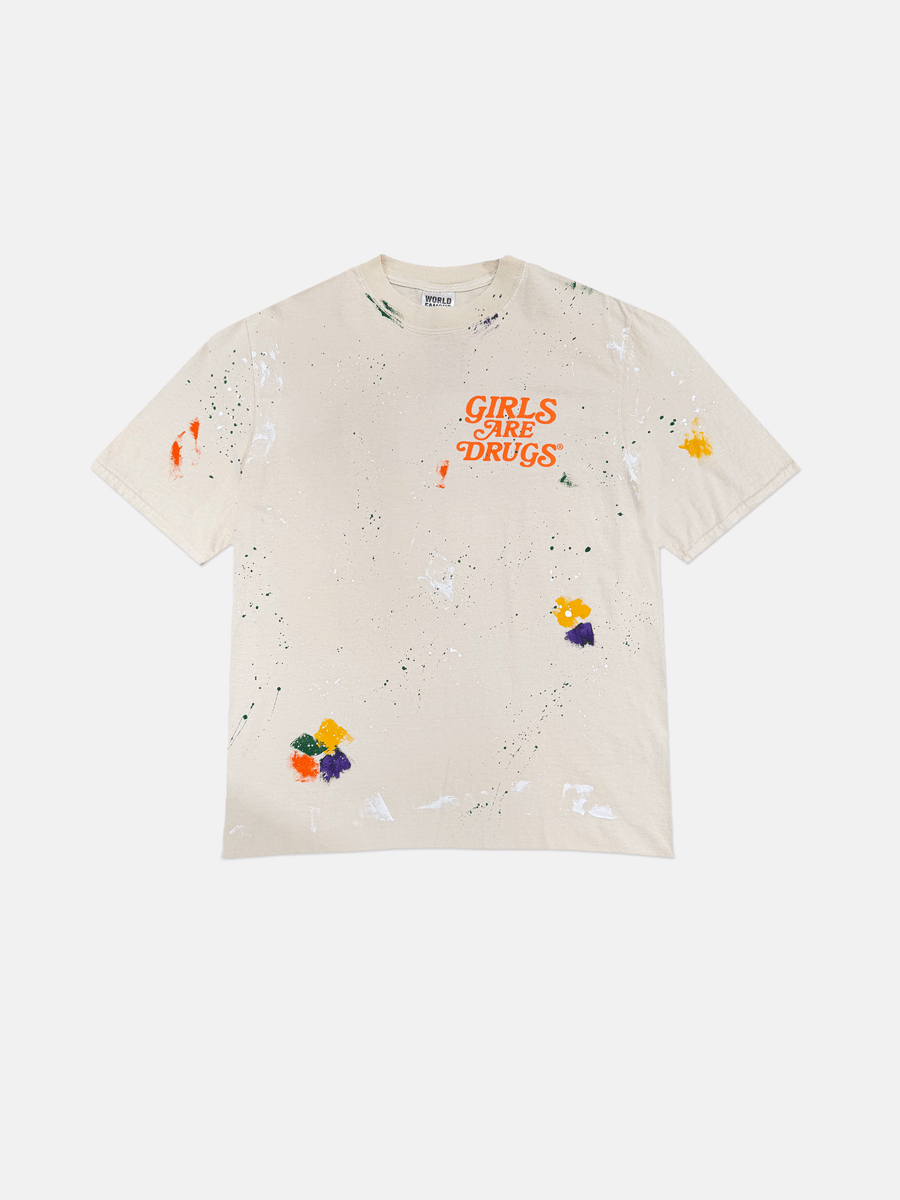 Image of GIRLS ARE DRUGS® PAINT SPLATTERED TEE -  CREAM