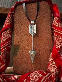 Image 2 of WL&A Handmade Large Old Style Sterling Silver Thunderbird Arrow Pendant 4" 
