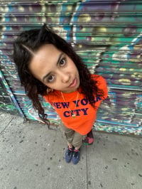 Image 4 of NEW YORK CITY Orange tee with blue flock 💙🧡🔥