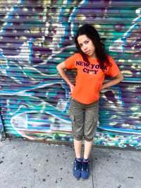 Image 5 of NEW YORK CITY Orange tee with blue flock 💙🧡🔥