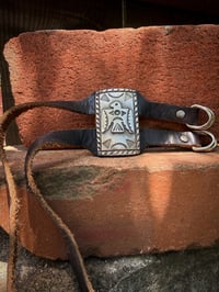 Image 2 of WL&A Handmade Heavy Ingot Thunderbird Leather Bracelet - Size 6" to 8.5" Wrist