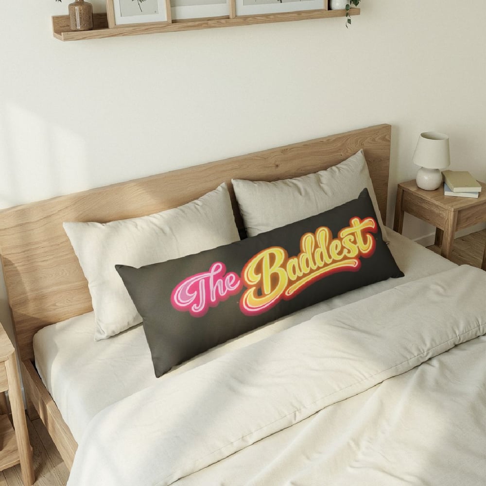 Image of The Baddest Body Pillow – Retro Script Accent Lumbar Cushion