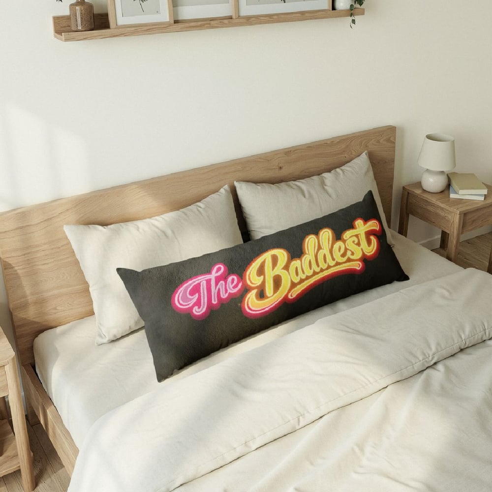 Image of The Baddest Body Pillow – Retro Script Accent Lumbar Cushion