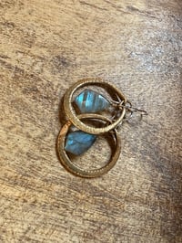 Image 7 of Labradorite Brass hoops earrings- Cosmos series