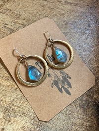 Image 8 of Labradorite Brass hoops earrings- Cosmos series