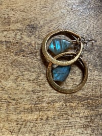 Image 9 of Labradorite Brass hoops earrings- Cosmos series