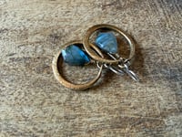 Image 1 of Labradorite Brass hoops earrings- Cosmos series
