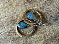Image 17 of Labradorite Brass hoops earrings- Cosmos series