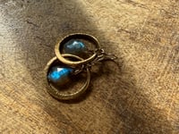 Image 18 of Labradorite Brass hoops earrings- Cosmos series